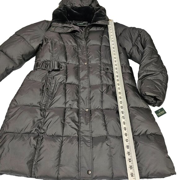 Ralph Lauren Faux-Fur-Trimmed Hooded Puffer Coat Women Size XL Charcoal - Picture 7 of 13